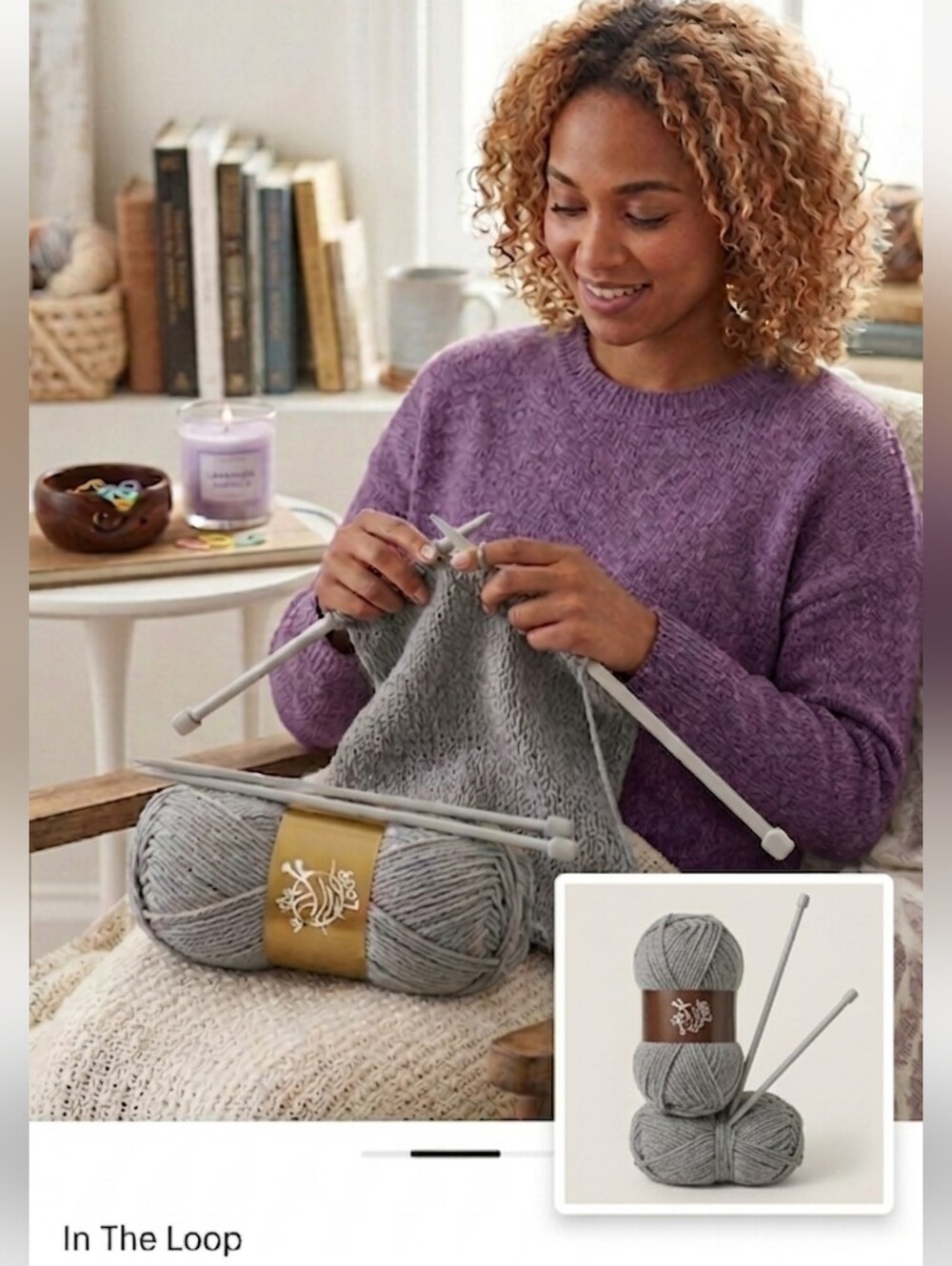In The Loop Yarn Bundle Lavender Purple with Straight Knitting Needles Set